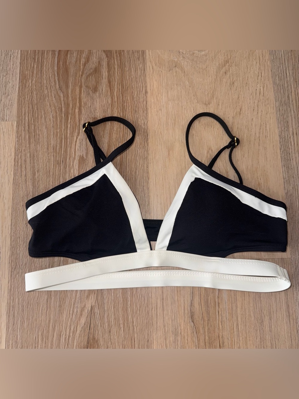 L*Space Black & White Bikini Top - Size Medium